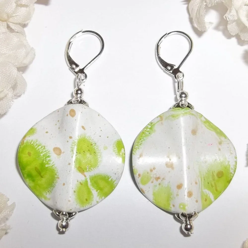 Large Green Statement Earrings Jewelry NWT 5371